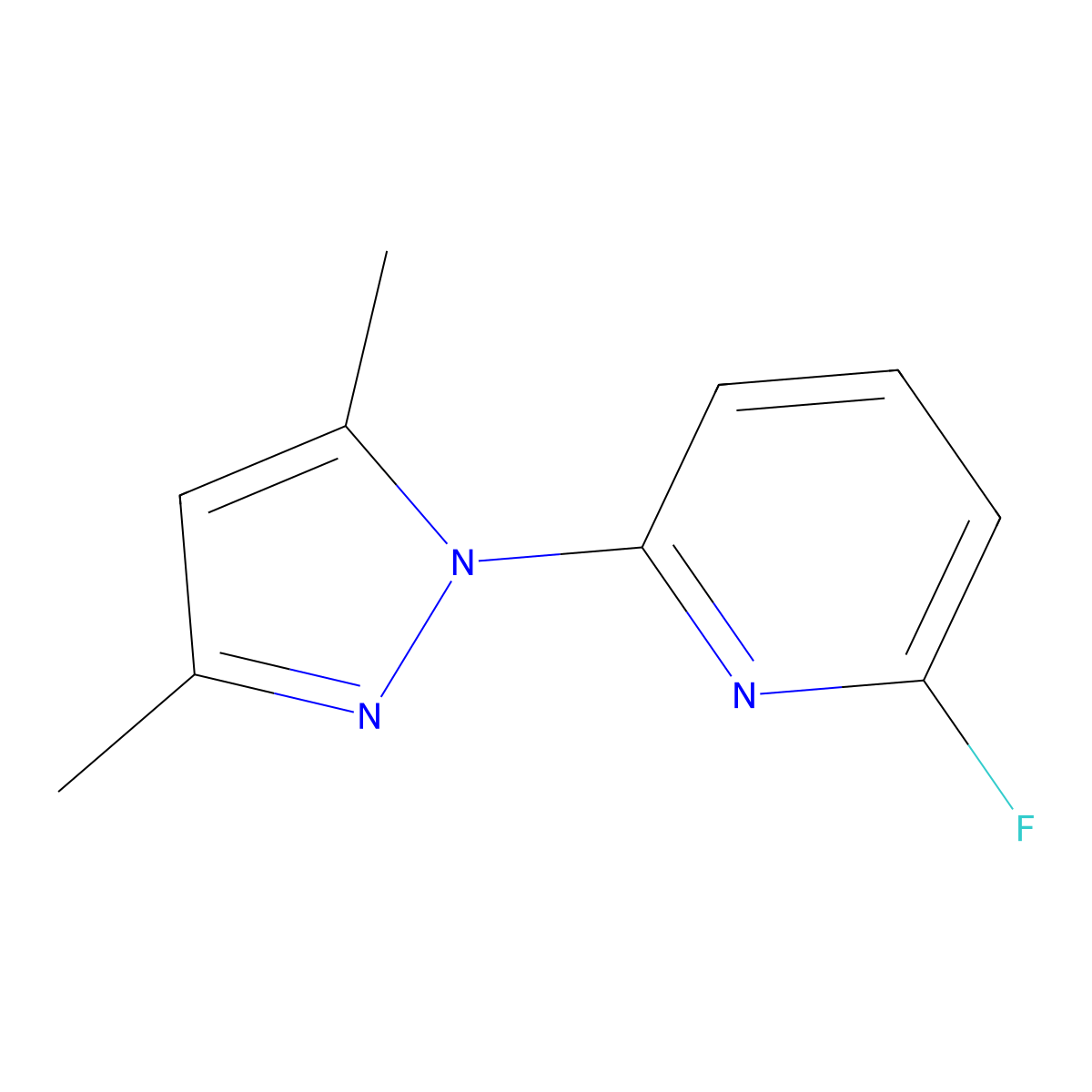 2-(3,5-dimethyl-1H-pyrazol-1-yl)-6-fluoropyridine molecular structure, CAS 318517-56-5