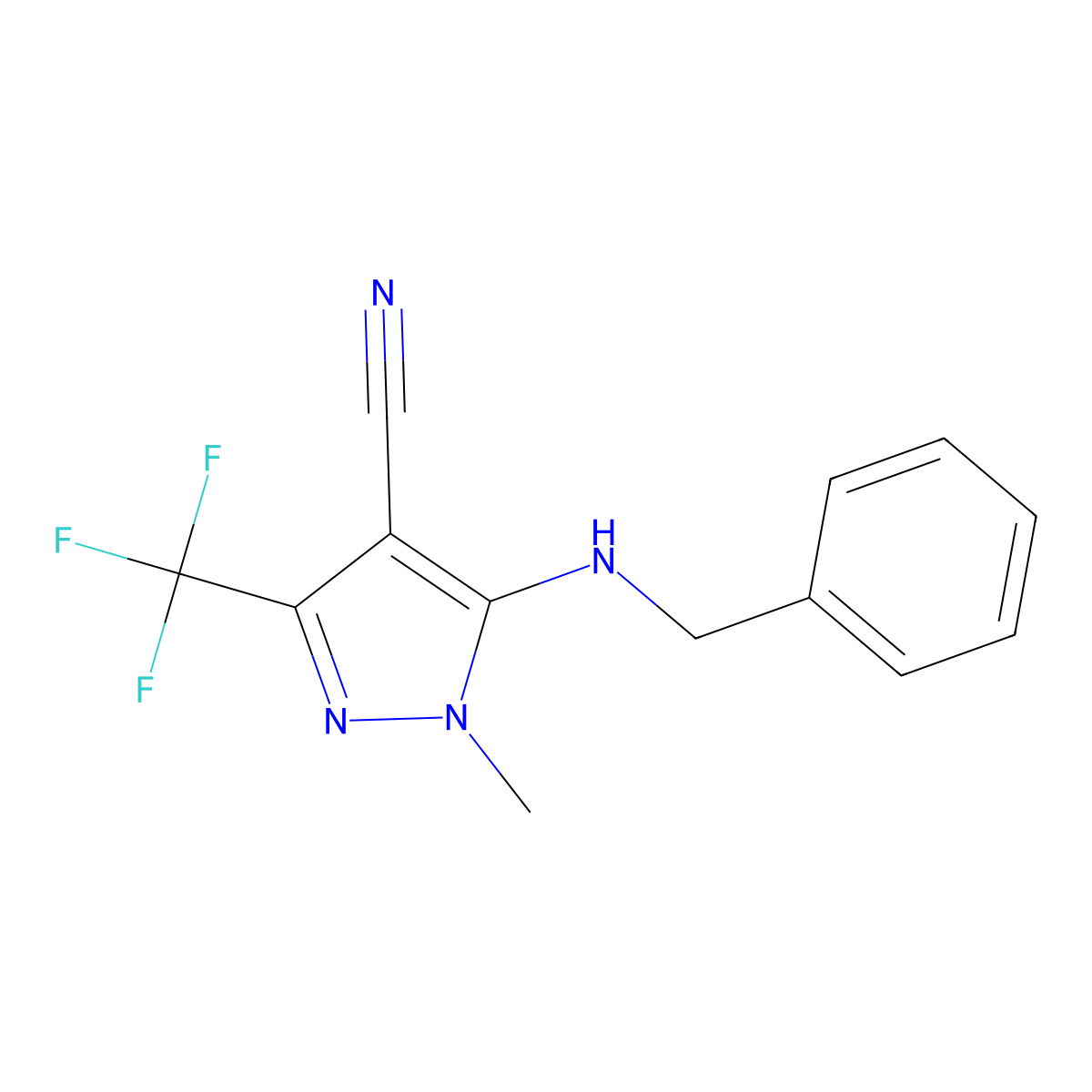 5-(benzylamino)-1-methyl-3-(trifluoromethyl)-1H-pyrazole-4-carbonitrile molecular structure, CAS 318517-72-5