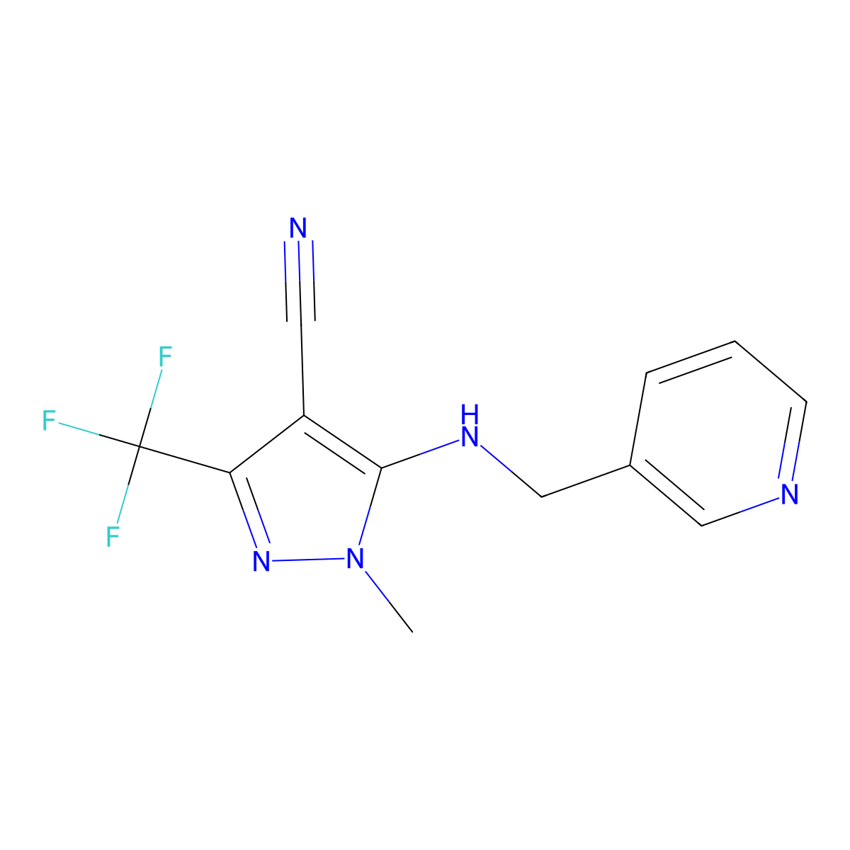 1-methyl-5-[(3-pyridinylmethyl)amino]-3-(trifluoromethyl)-1H-pyrazole-4-carbonitrile molecular structure, CAS 318517-86-1