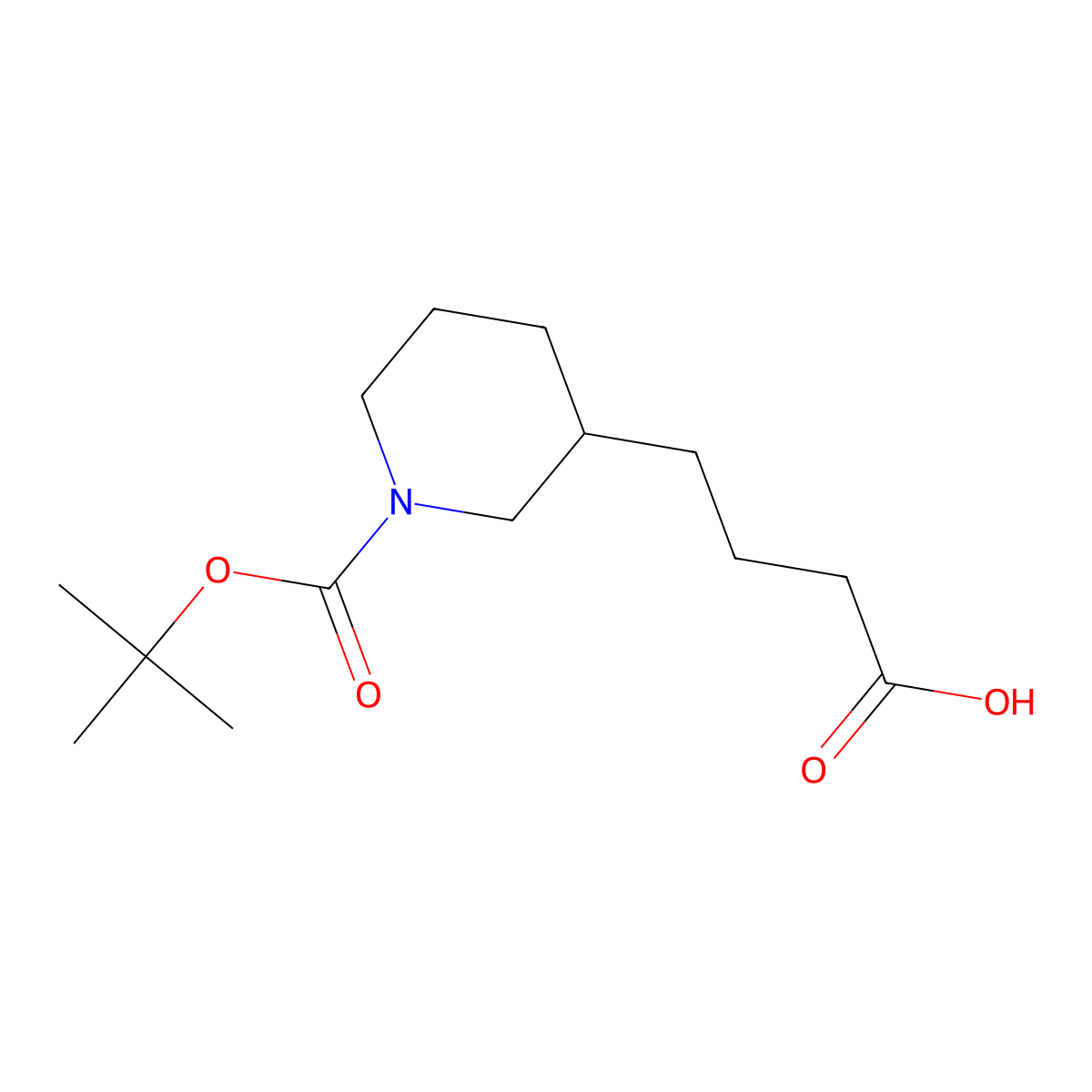 4-(1-Boc-piperidin-3-yl)-butyric acid molecular structure, CAS 318536-95-7
