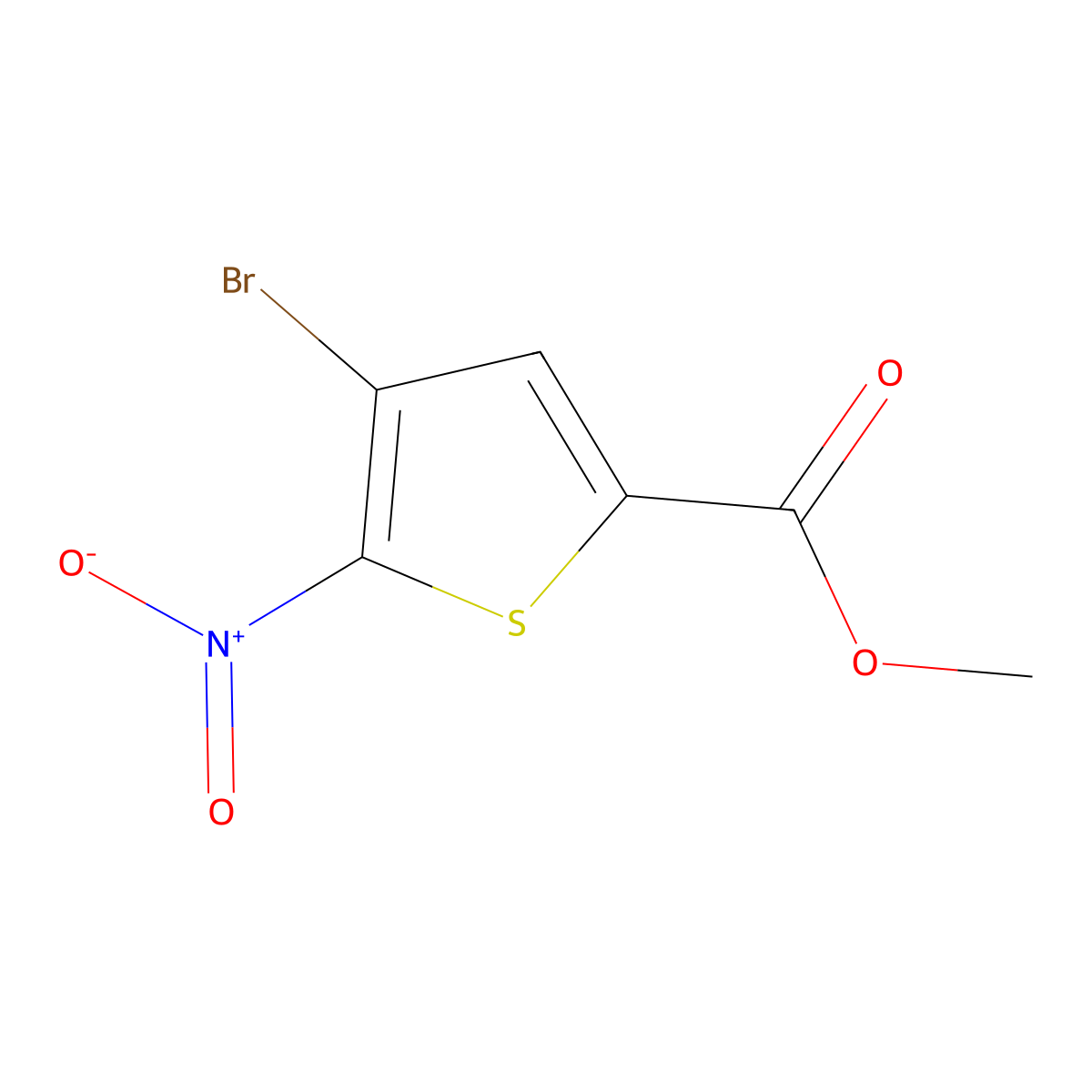Methyl 4-bromo-5-nitrothiophene-2-carboxylate molecular structure, CAS 31862-80-3