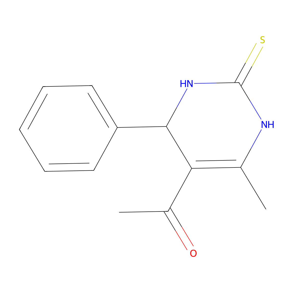 1-(6-Methyl-4-phenyl-2-thioxo-1,2,3,4-tetrahydropyrimidin-5-yl)ethanone molecular structure, CAS 31864-21-8