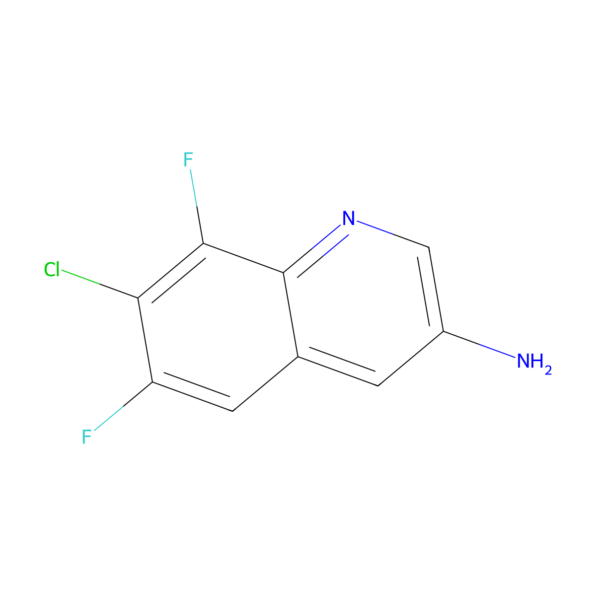 7-Chloro-6,8-difluoroquinolin-3-amine molecular structure, CAS 318684-44-5