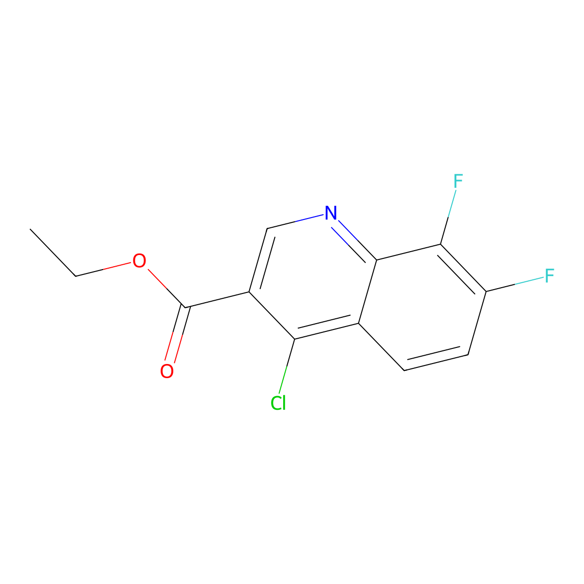 Ethyl 4-chloro-7,8-difluoroquinoline-3-carboxylate molecular structure, CAS 318685-51-7