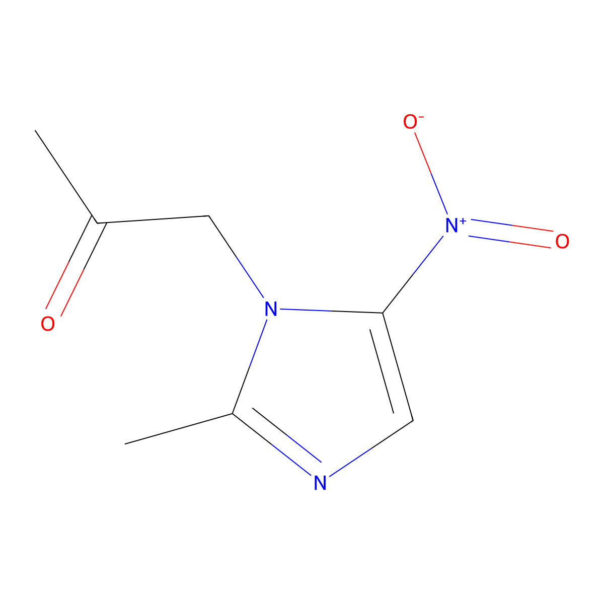 2-Propanone, 1-(2-methyl-5-nitroimidazol-1-yl)- molecular structure, CAS 31876-69-4