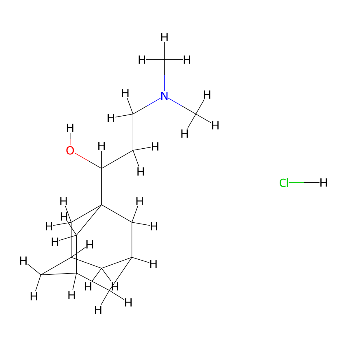 1-(Adamantan-1-yl)-3-(dimethylamino)propan-1-ol--hydrogen chloride (1/1) molecular structure, CAS 31878-59-8