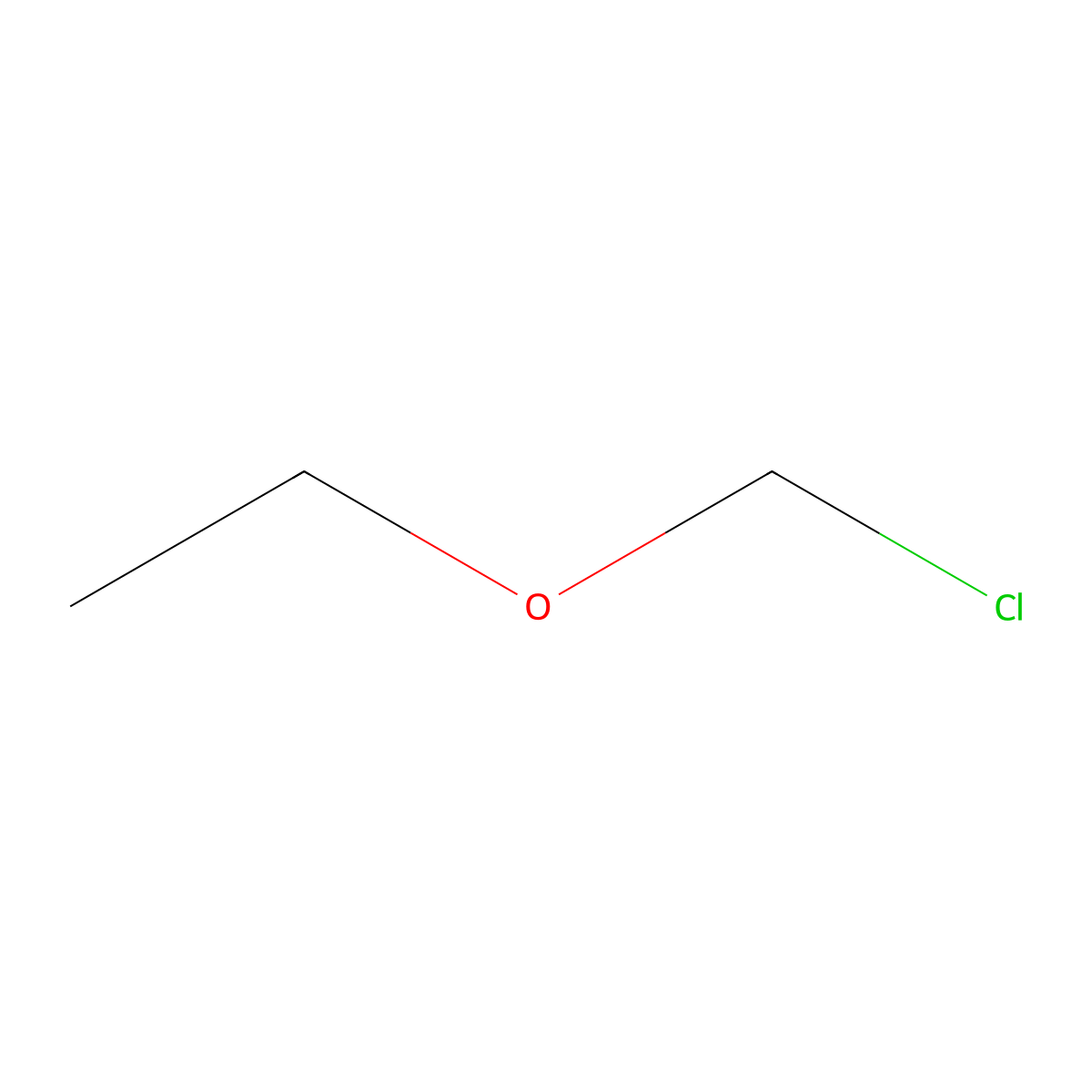 Chloromethyl ethyl ether molecular structure, CAS 3188-13-4