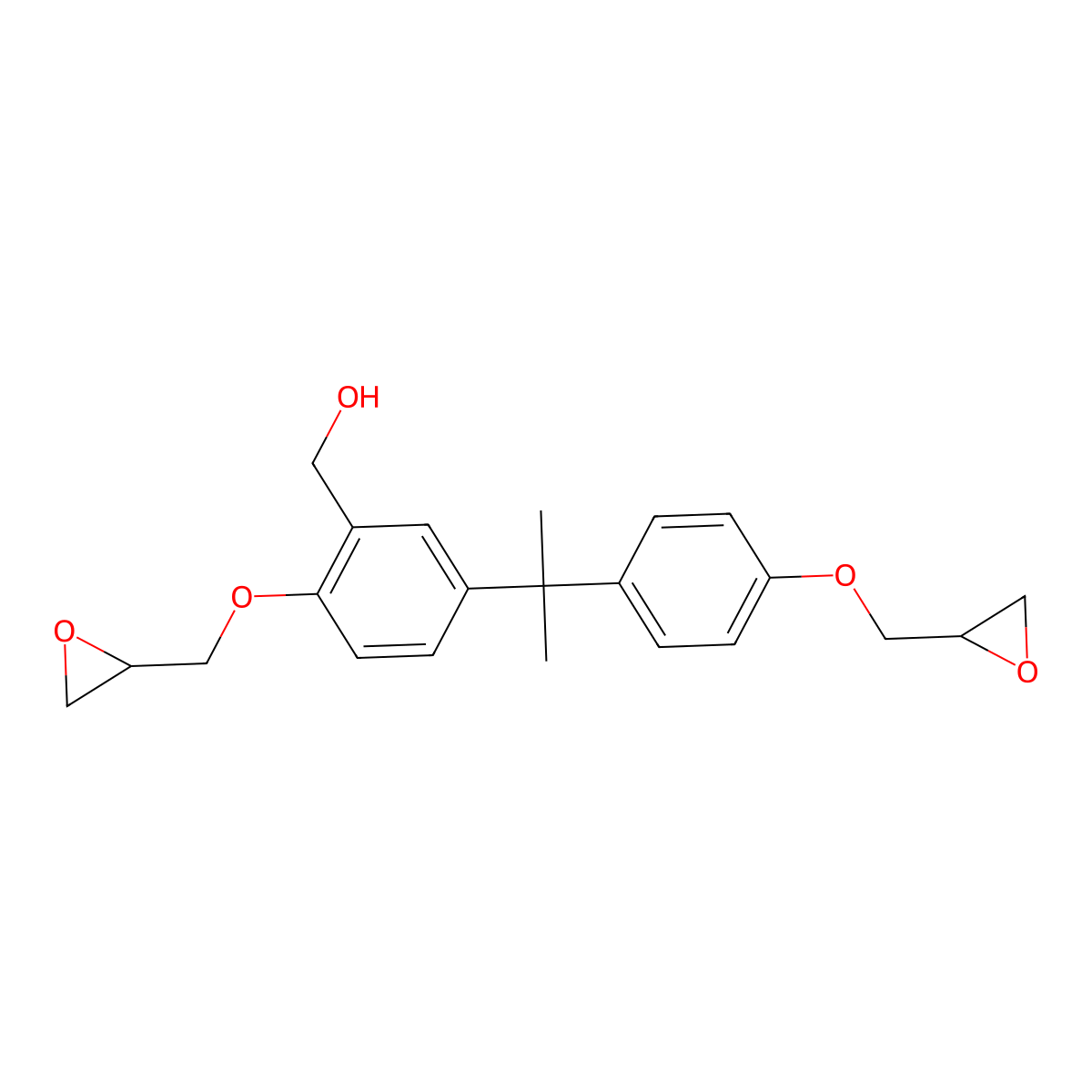 5-(1-Methyl-1-(4-(oxiranylmethoxy)phenyl)ethyl)-2-(oxiranylmethoxy)benzyl alcohol molecular structure, CAS 3188-83-8