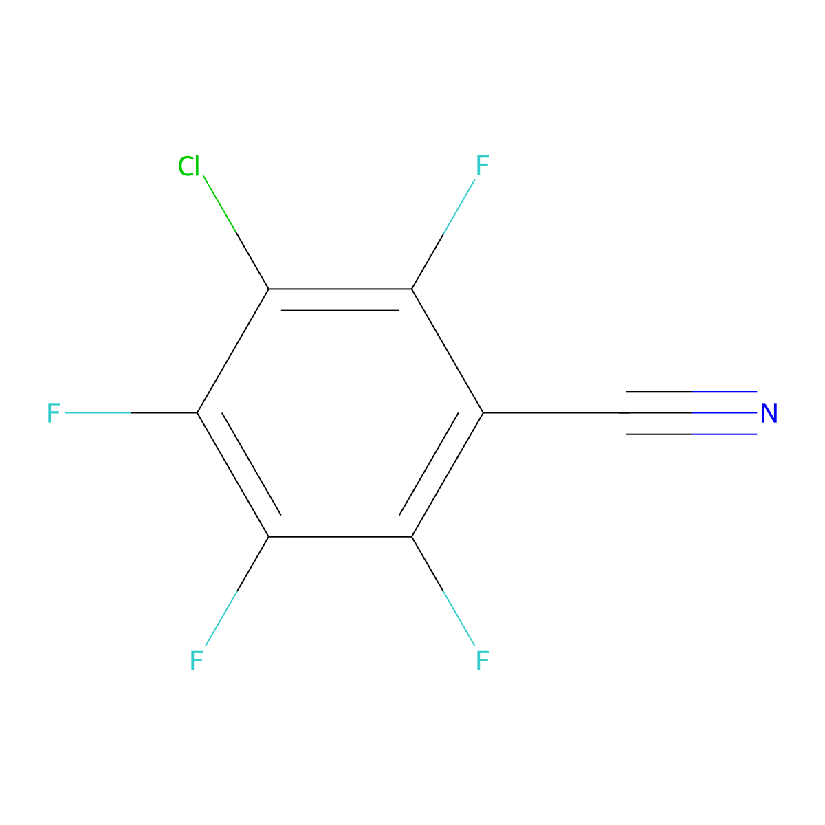 Benzonitrile, 3-chloro-2,4,5,6-tetrafluoro- molecular structure, CAS 31881-88-6