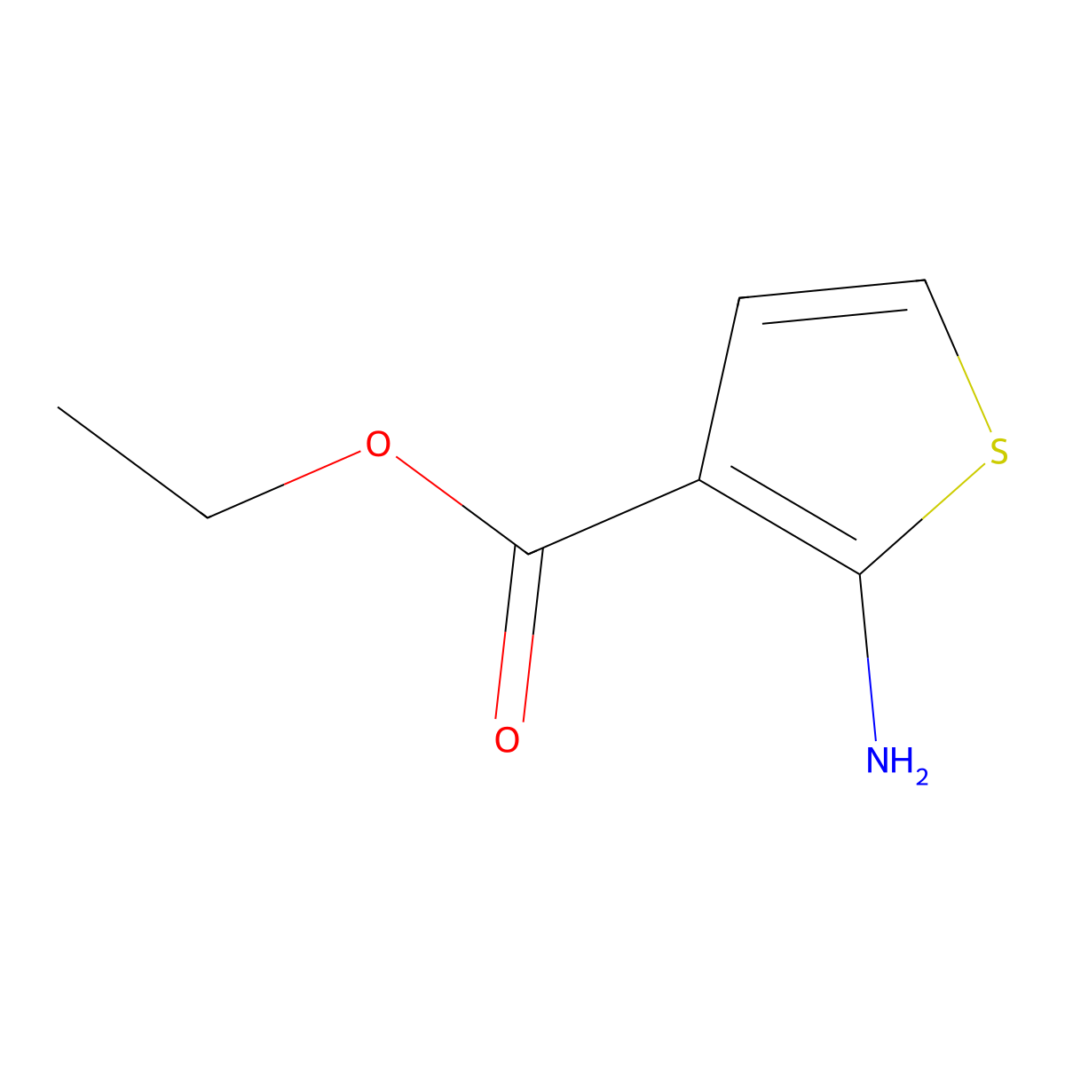 Ethyl 2-aminothiophene-3-carboxylate molecular structure, CAS 31891-06-2