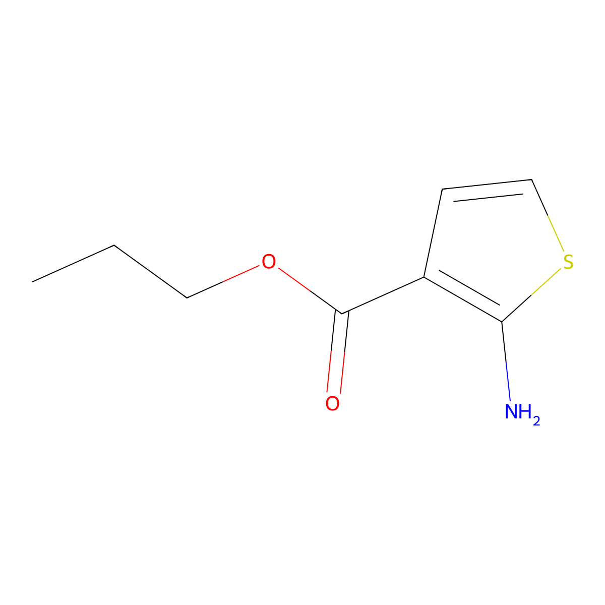 Propyl 2-aminothiophene-3-carboxylate molecular structure, CAS 31891-07-3