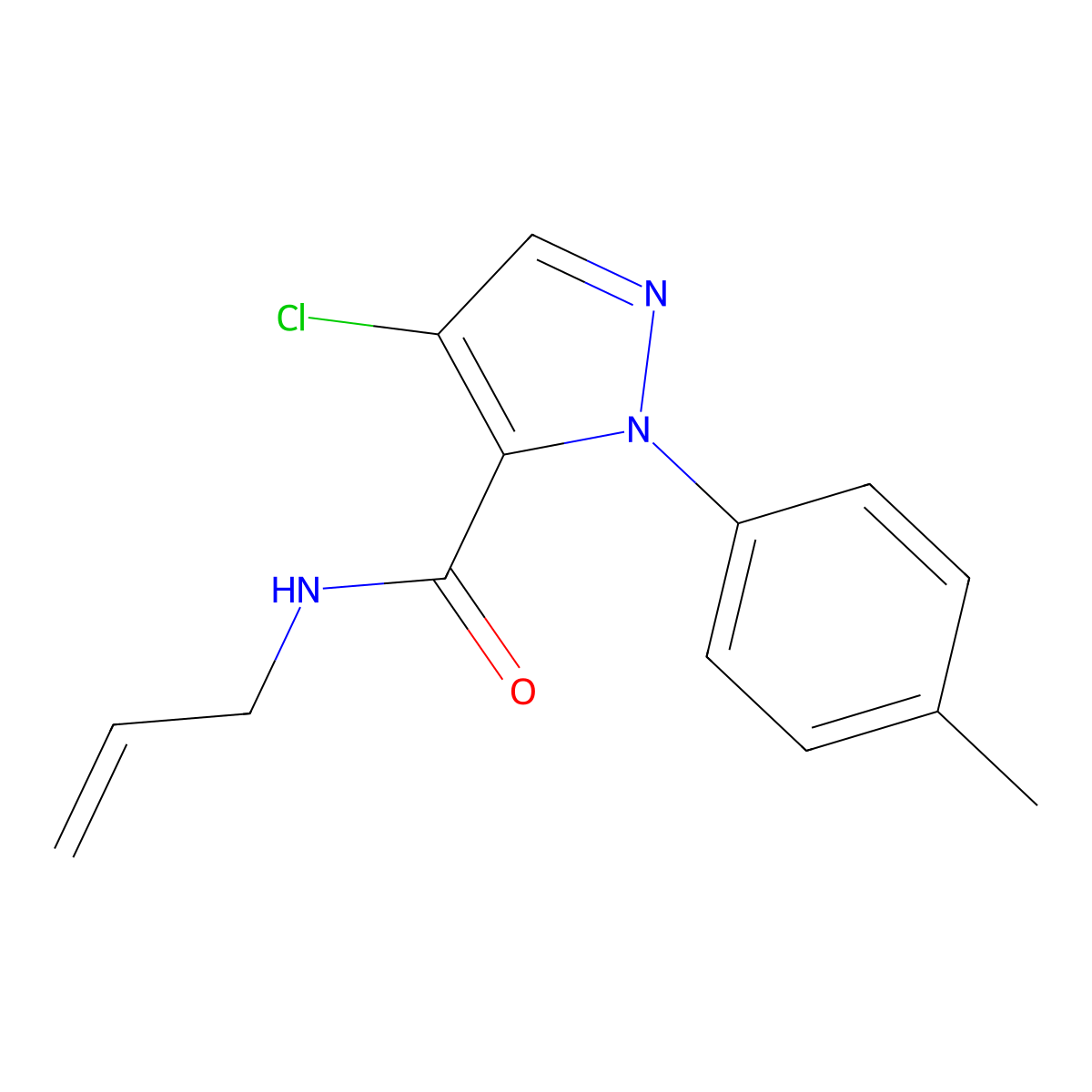 N-allyl-4-chloro-1-(4-methylphenyl)-1H-pyrazole-5-carboxamide molecular structure, CAS 318949-26-7