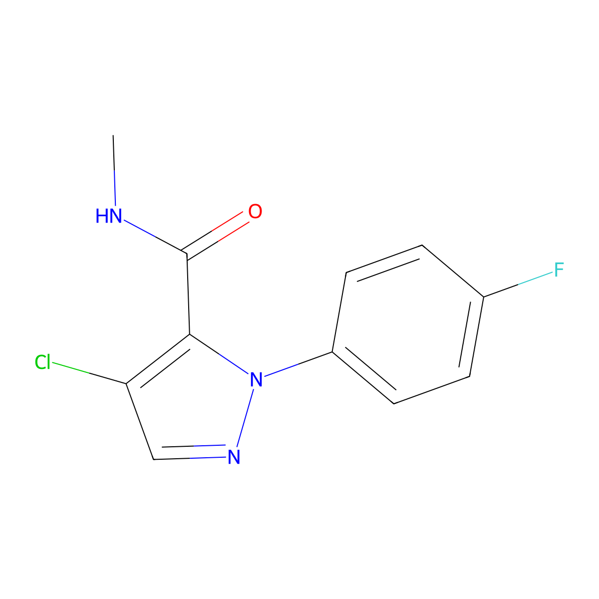 4-chloro-1-(4-fluorophenyl)-N-methyl-1H-pyrazole-5-carboxamide molecular structure, CAS 318949-30-3