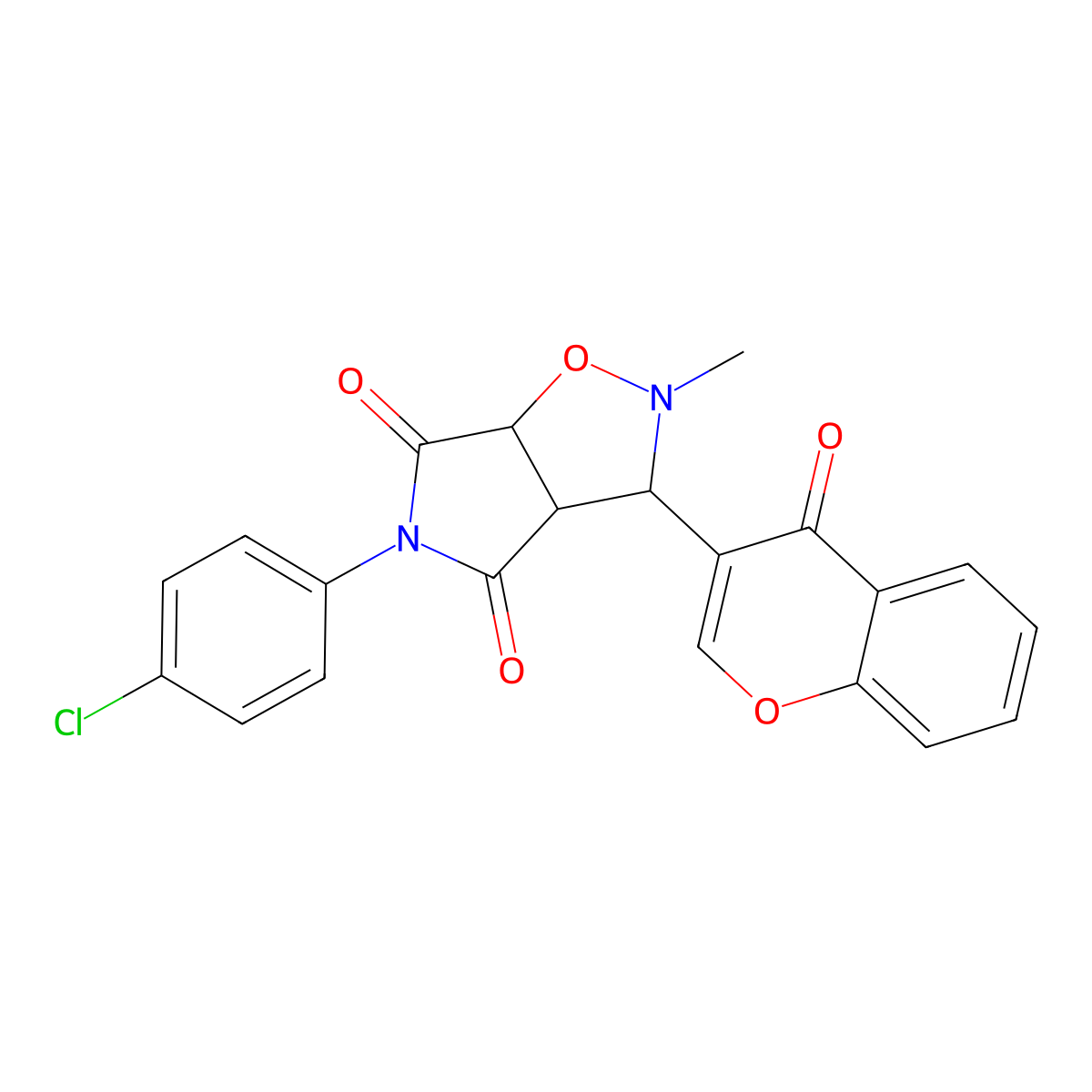 5-(4-chlorophenyl)-2-methyl-3-(4-oxo-4H-chromen-3-yl)dihydro-2H-pyrrolo[3,4-d]isoxazole-4,6(3H,5H)-dione molecular structure, CAS 318949-31-4