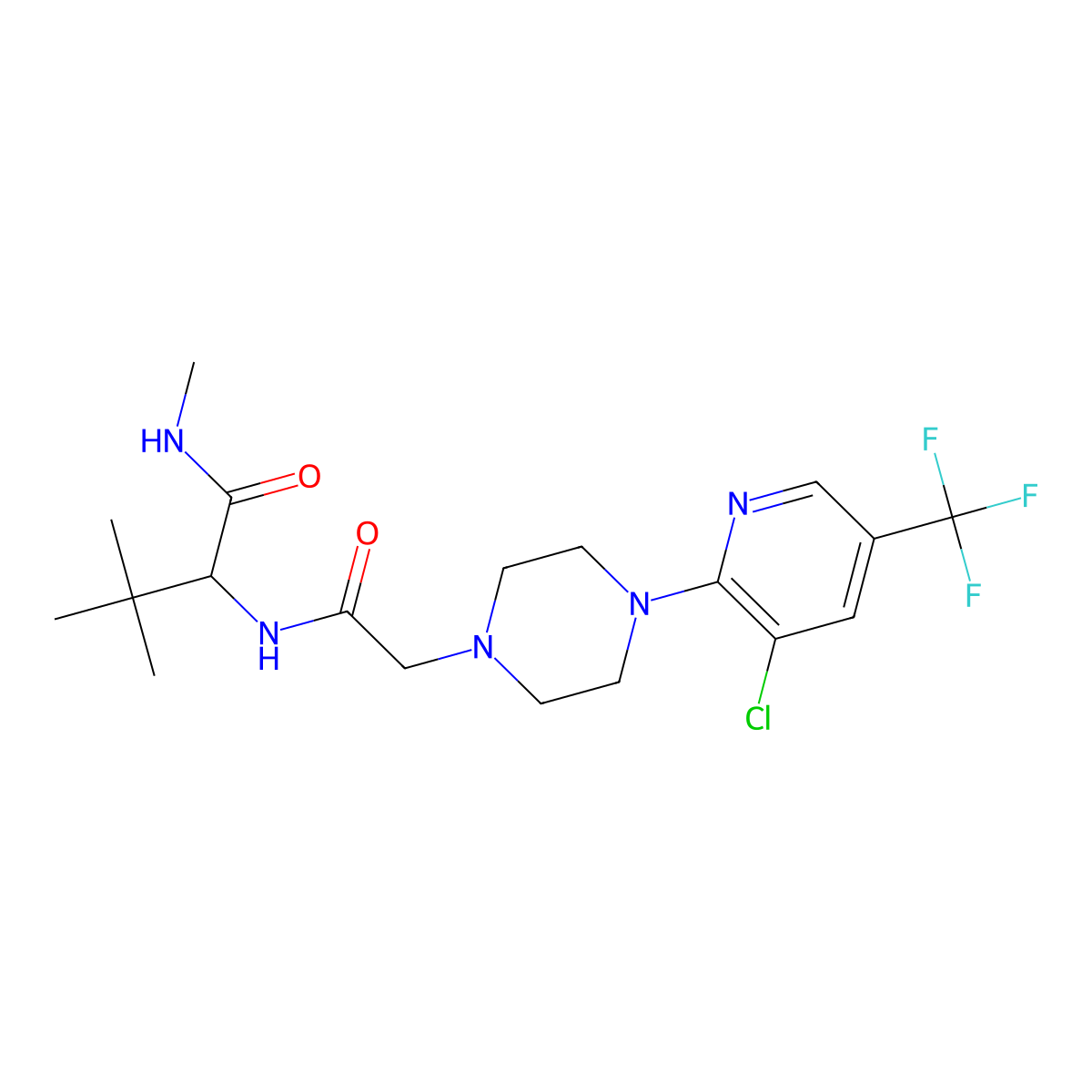 2-[(2-{4-[3-chloro-5-(trifluoromethyl)-2-pyridinyl]piperazino}acetyl)amino]-N,3,3-trimethylbutanamide molecular structure, CAS 318949-39-2