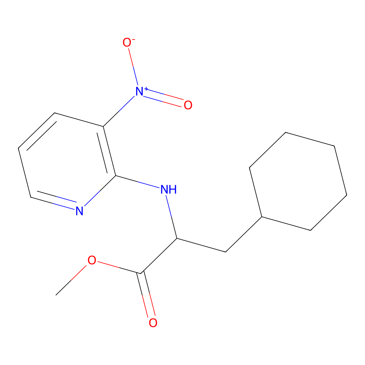 Methyl 3-cyclohexyl-2-[(3-nitropyridin-2-yl)amino]propanoate molecular structure, CAS 318949-40-5