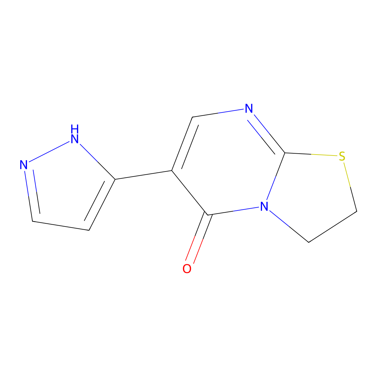 6-(1H-pyrazol-5-yl)-2,3-dihydro-5H-[1,3]thiazolo[3,2-a]pyrimidin-5-one molecular structure, CAS 318949-50-7