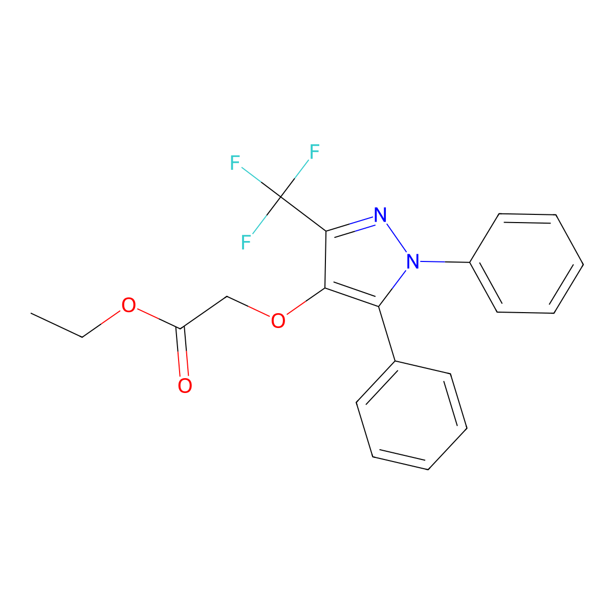 ethyl 2-{[1,5-diphenyl-3-(trifluoromethyl)-1H-pyrazol-4-yl]oxy}acetate molecular structure, CAS 318951-49-4