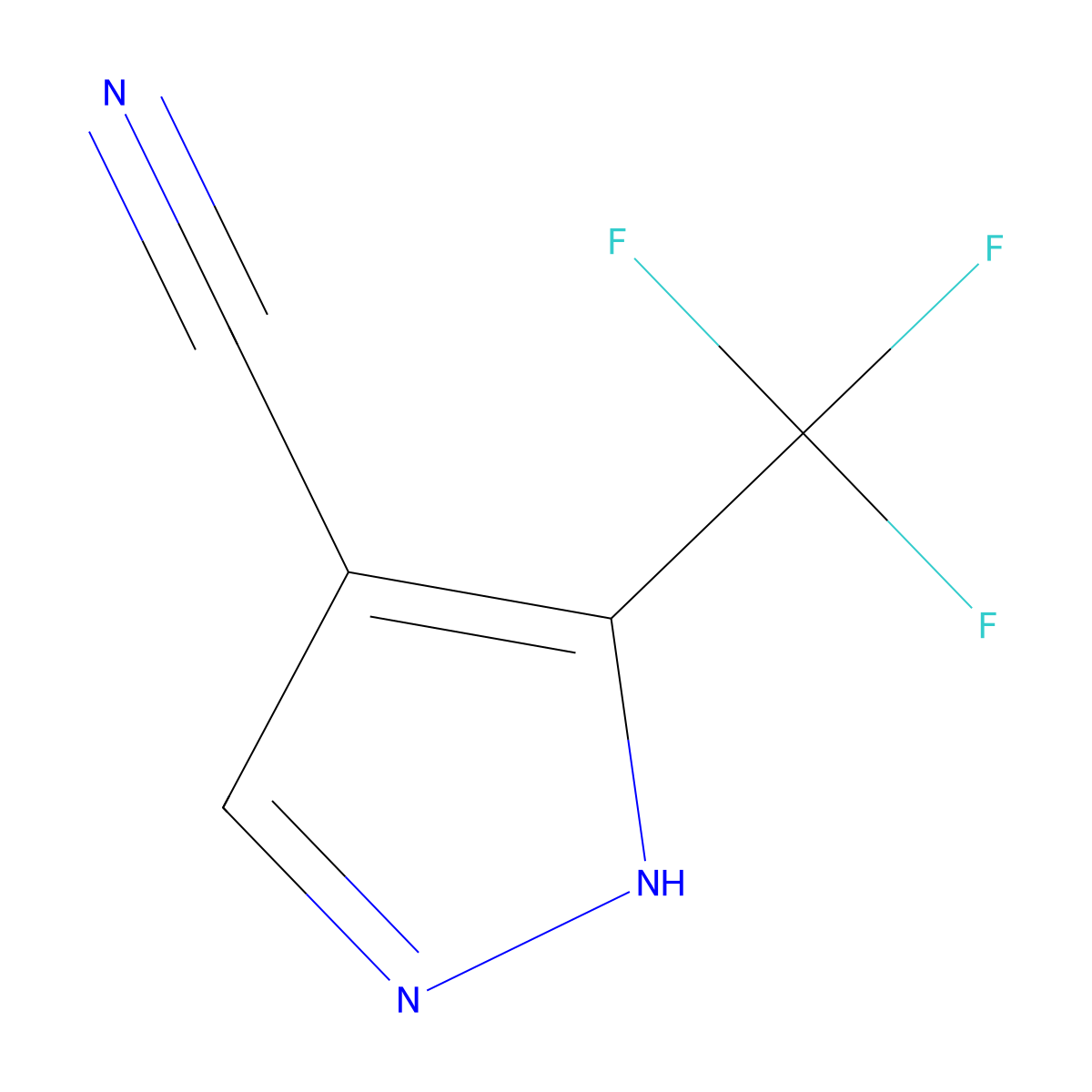 3-(trifluoromethyl)-1H-pyrazole-4-carbonitrile molecular structure, CAS 318951-60-9