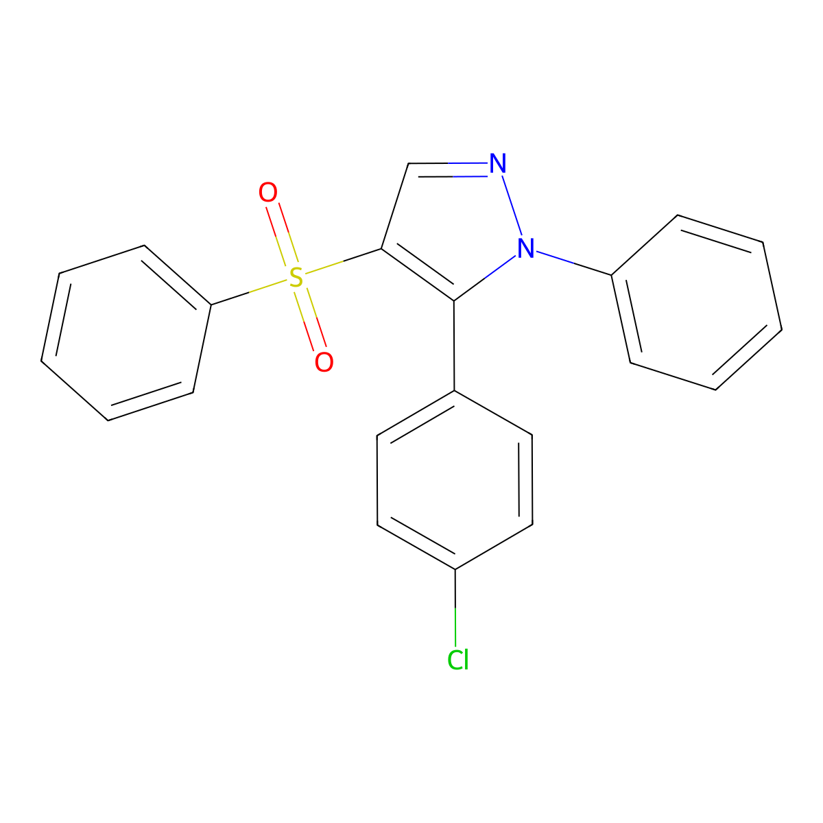 5-(4-chlorophenyl)-1-phenyl-1H-pyrazol-4-yl phenyl sulfone molecular structure, CAS 318951-61-0