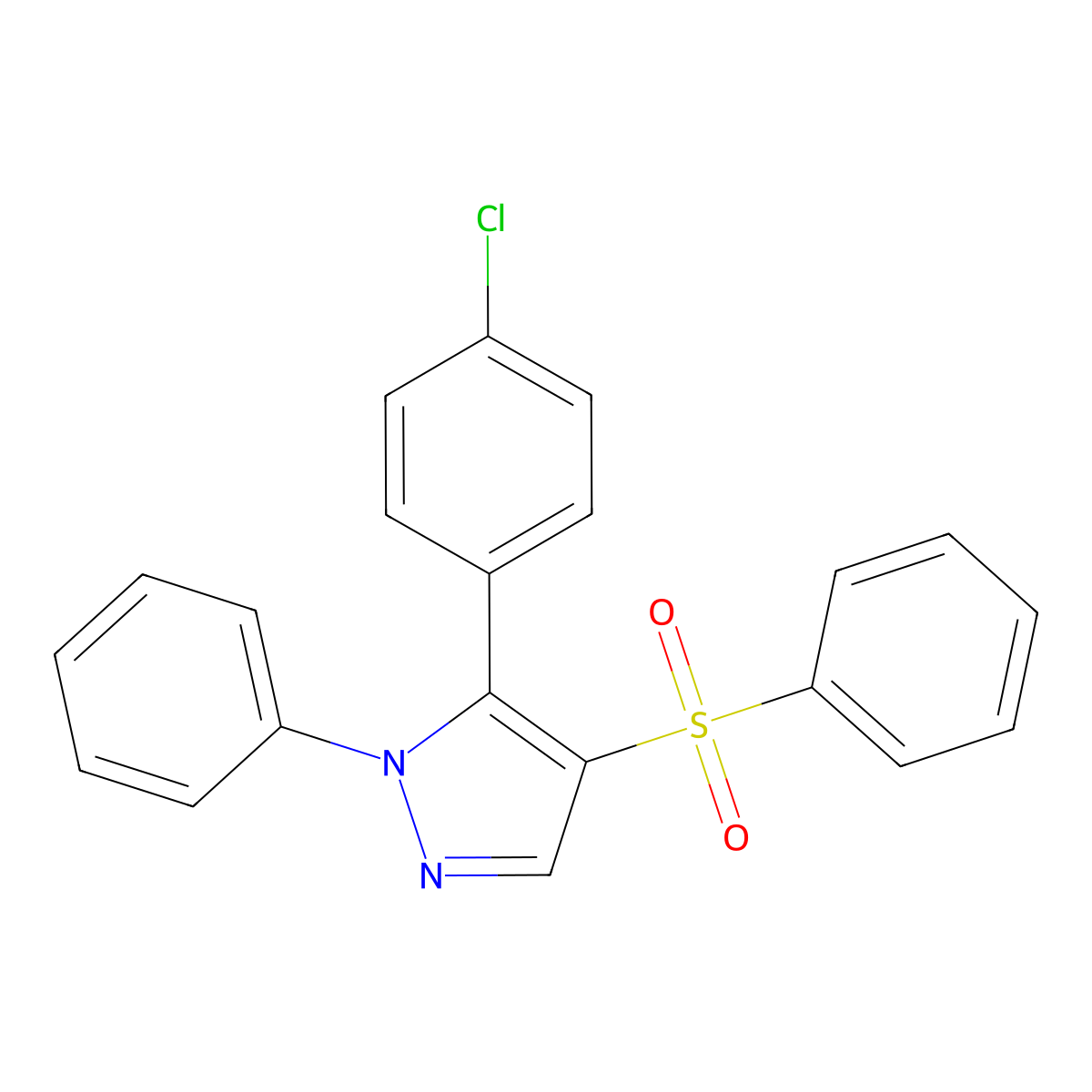 5-(4-chlorophenyl)-1-phenyl-1H-pyrazol-4-yl phenyl sulfone molecular structure, CAS 318951-61-0