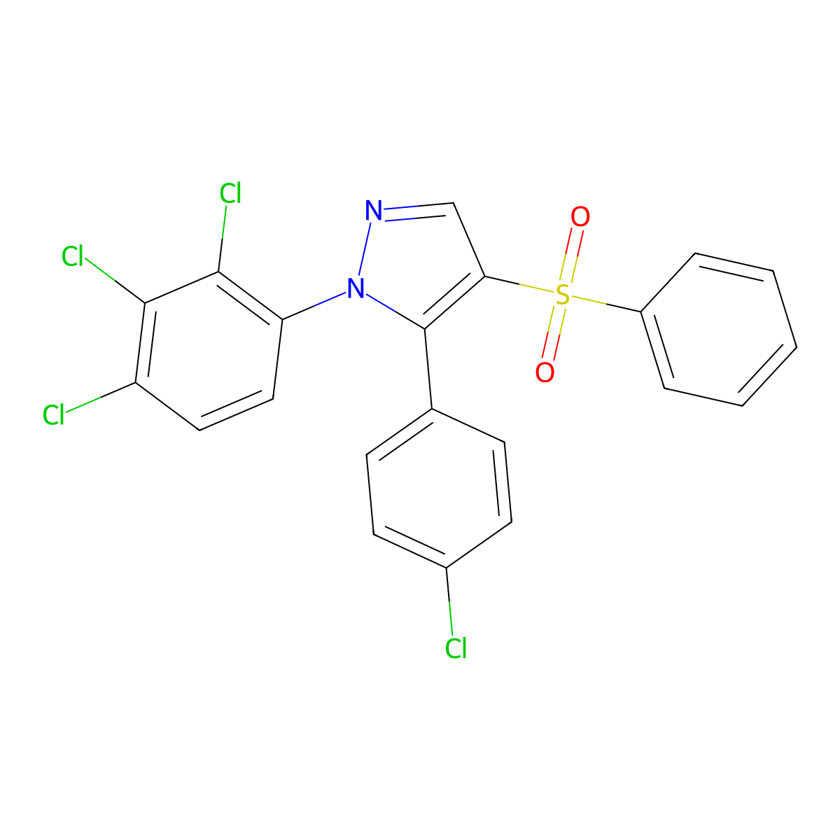 4-(Benzenesulfonyl)-5-(4-chlorophenyl)-1-(2,3,4-trichlorophenyl)pyrazole molecular structure, CAS 318951-62-1