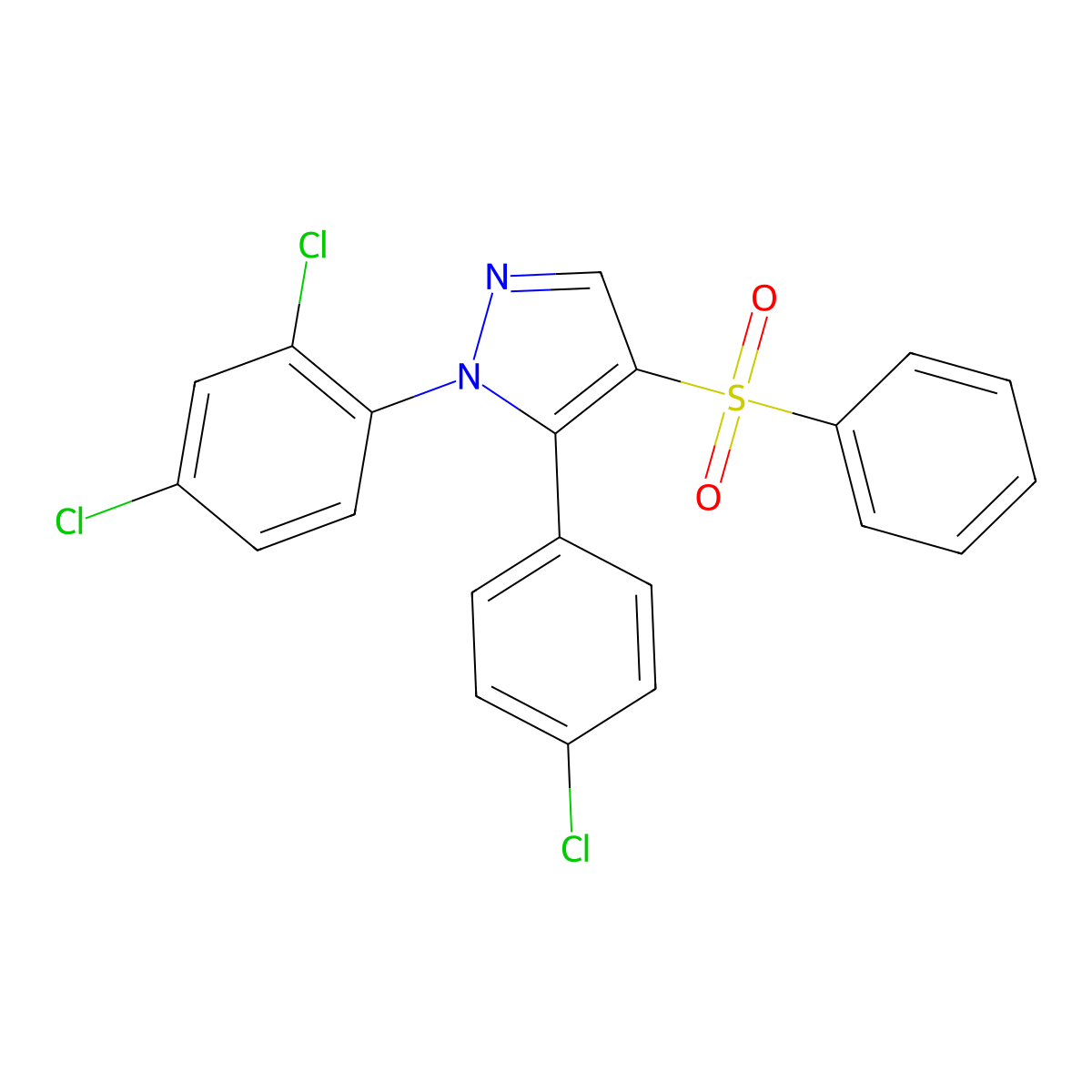 4-(Benzenesulfonyl)-5-(4-chlorophenyl)-1-(2,4-dichlorophenyl)pyrazole molecular structure, CAS 318951-64-3