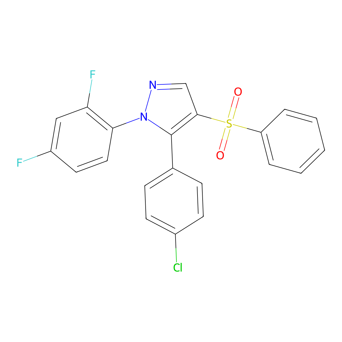 5-(4-chlorophenyl)-1-(2,4-difluorophenyl)-4-(phenylsulfonyl)-1H-pyrazole molecular structure, CAS 318951-65-4