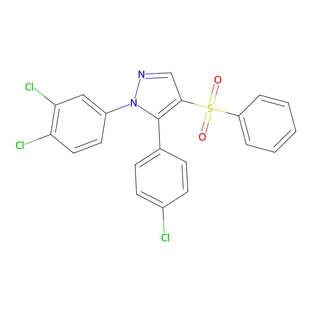 4-(Benzenesulfonyl)-5-(4-chlorophenyl)-1-(3,4-dichlorophenyl)pyrazole molecular structure, CAS 318951-67-6