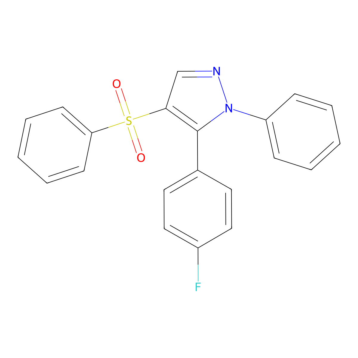 5-(4-fluorophenyl)-1-phenyl-1H-pyrazol-4-yl phenyl sulfone molecular structure, CAS 318951-70-1