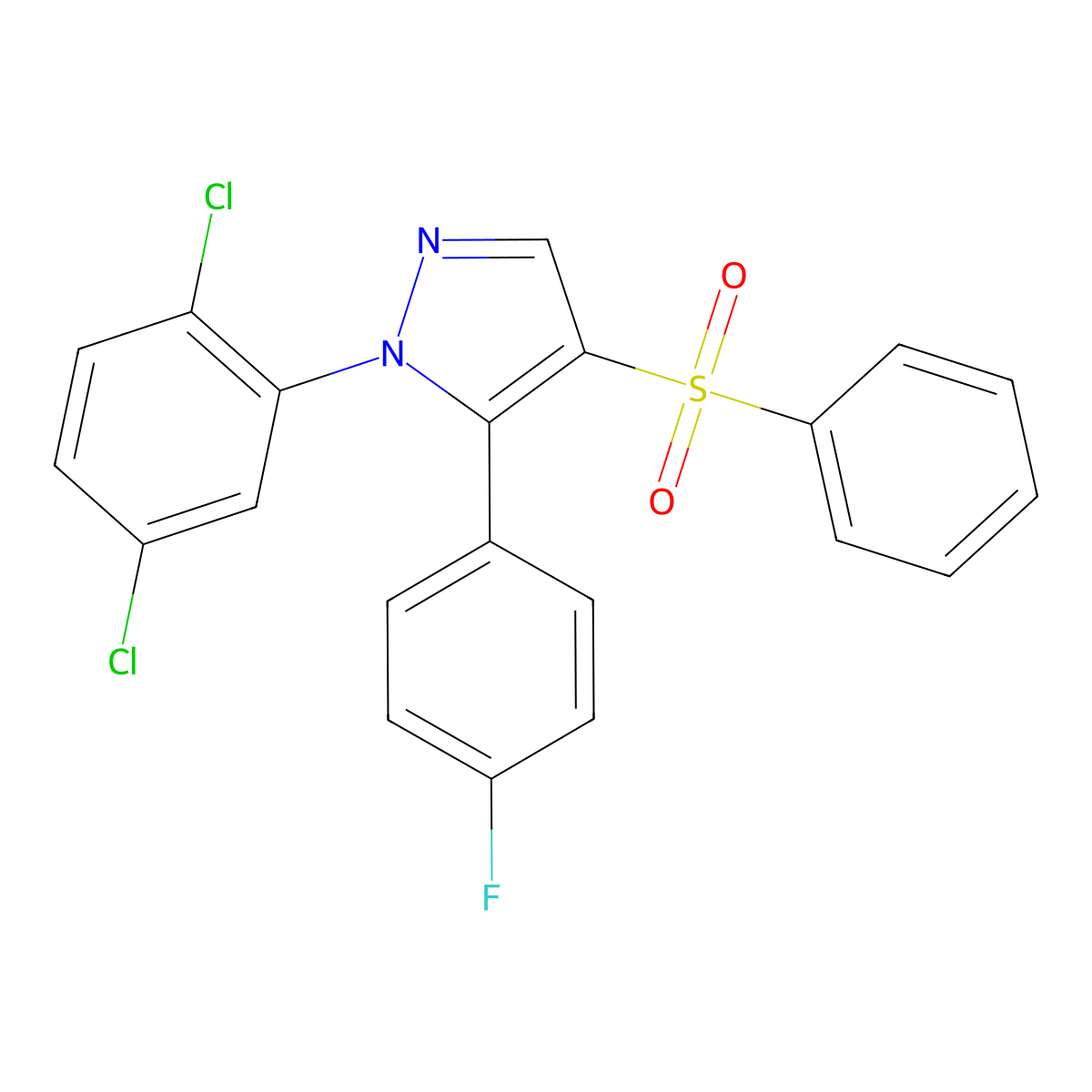 4-(Benzenesulfonyl)-1-(2,5-dichlorophenyl)-5-(4-fluorophenyl)pyrazole molecular structure, CAS 318951-71-2