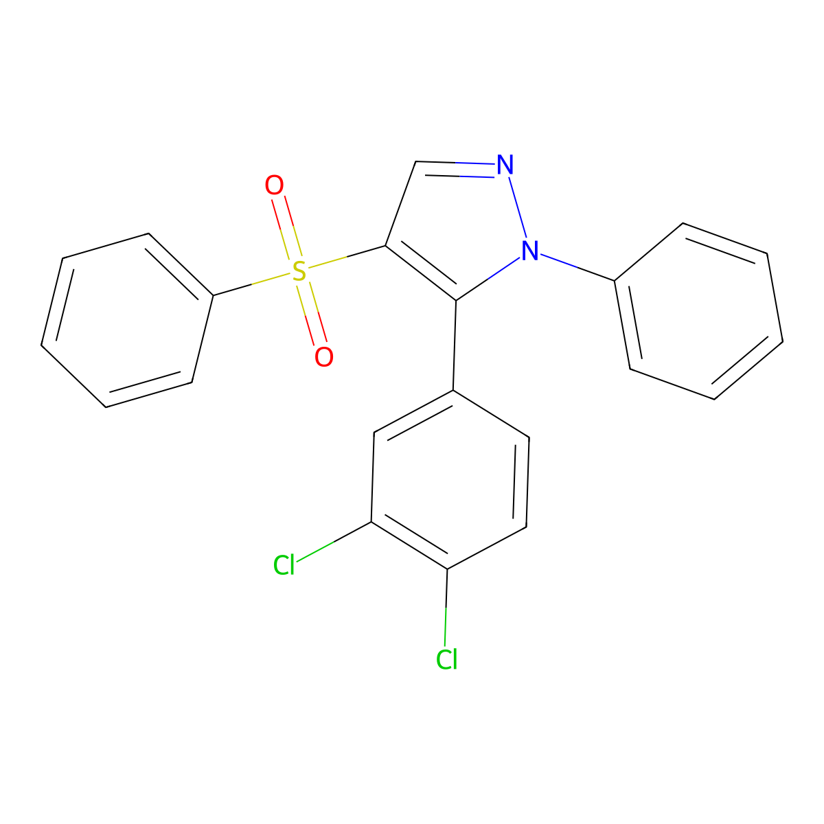 5-(3,4-dichlorophenyl)-1-phenyl-4-(phenylsulfonyl)-1H-pyrazole molecular structure, CAS 318951-72-3