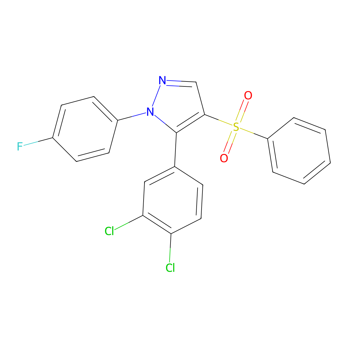 4-(Benzenesulfonyl)-5-(3,4-dichlorophenyl)-1-(4-fluorophenyl)pyrazole molecular structure, CAS 318951-73-4