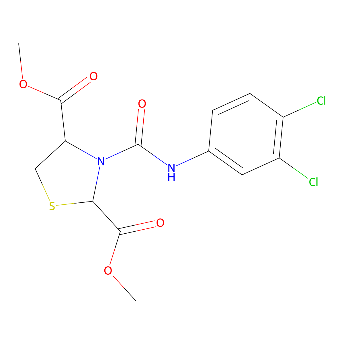 Dimethyl 3-[(3,4-dichloroanilino)carbonyl]-1,3-thiazolane-2,4-dicarboxylate molecular structure, CAS 318951-79-0