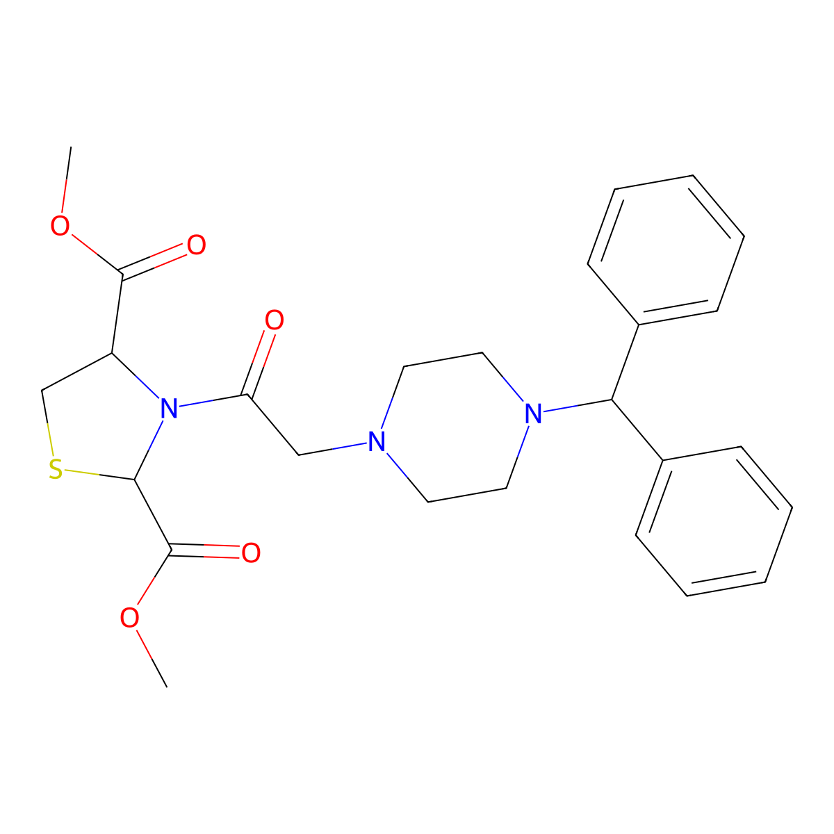 2,4-Dimethyl 3-{2-[4-(diphenylmethyl)piperazin-1-yl]acetyl}-1,3-thiazolidine-2,4-dicarboxylate molecular structure, CAS 318951-82-5