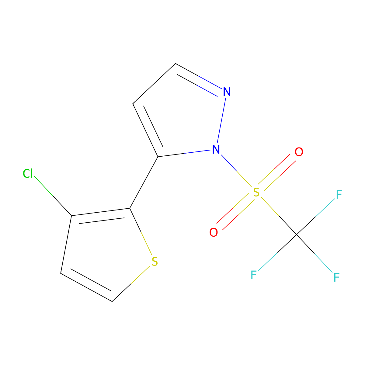 5-(3-chloro-2-thienyl)-1-[(trifluoromethyl)sulfonyl]-1H-pyrazole molecular structure, CAS 318951-83-6