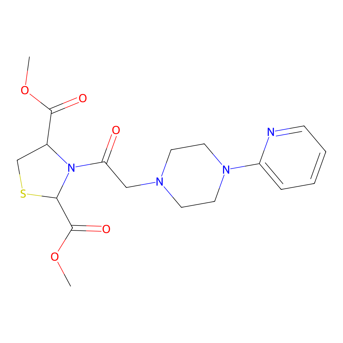 2,4-Dimethyl 3-{2-[4-(pyridin-2-yl)piperazin-1-yl]acetyl}-1,3-thiazolidine-2,4-dicarboxylate molecular structure, CAS 318951-84-7