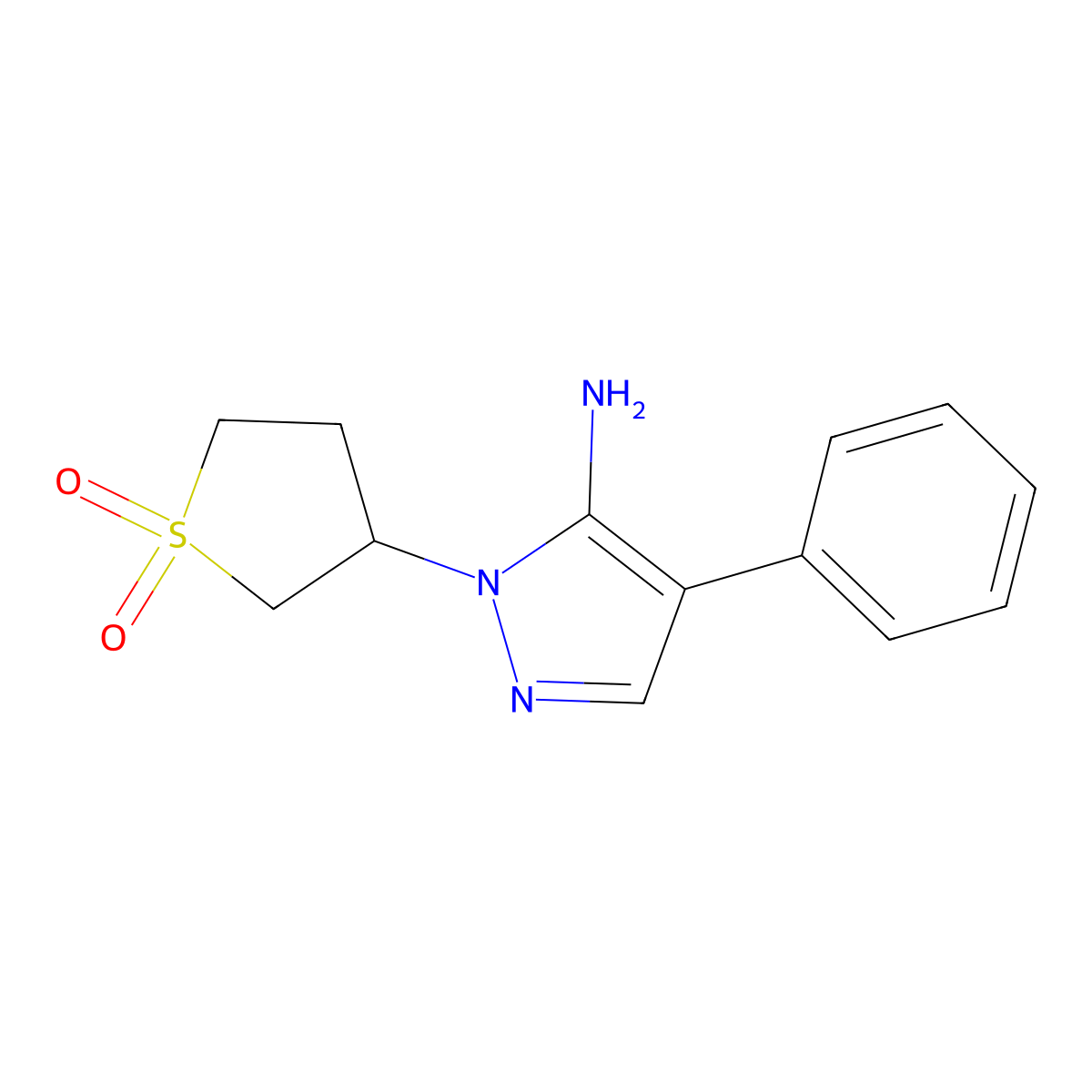 3-(5-amino-4-phenyl-1H-pyrazol-1-yl)tetrahydro-1H-1lambda~6~-thiophene-1,1-dione molecular structure, CAS 318958-88-2