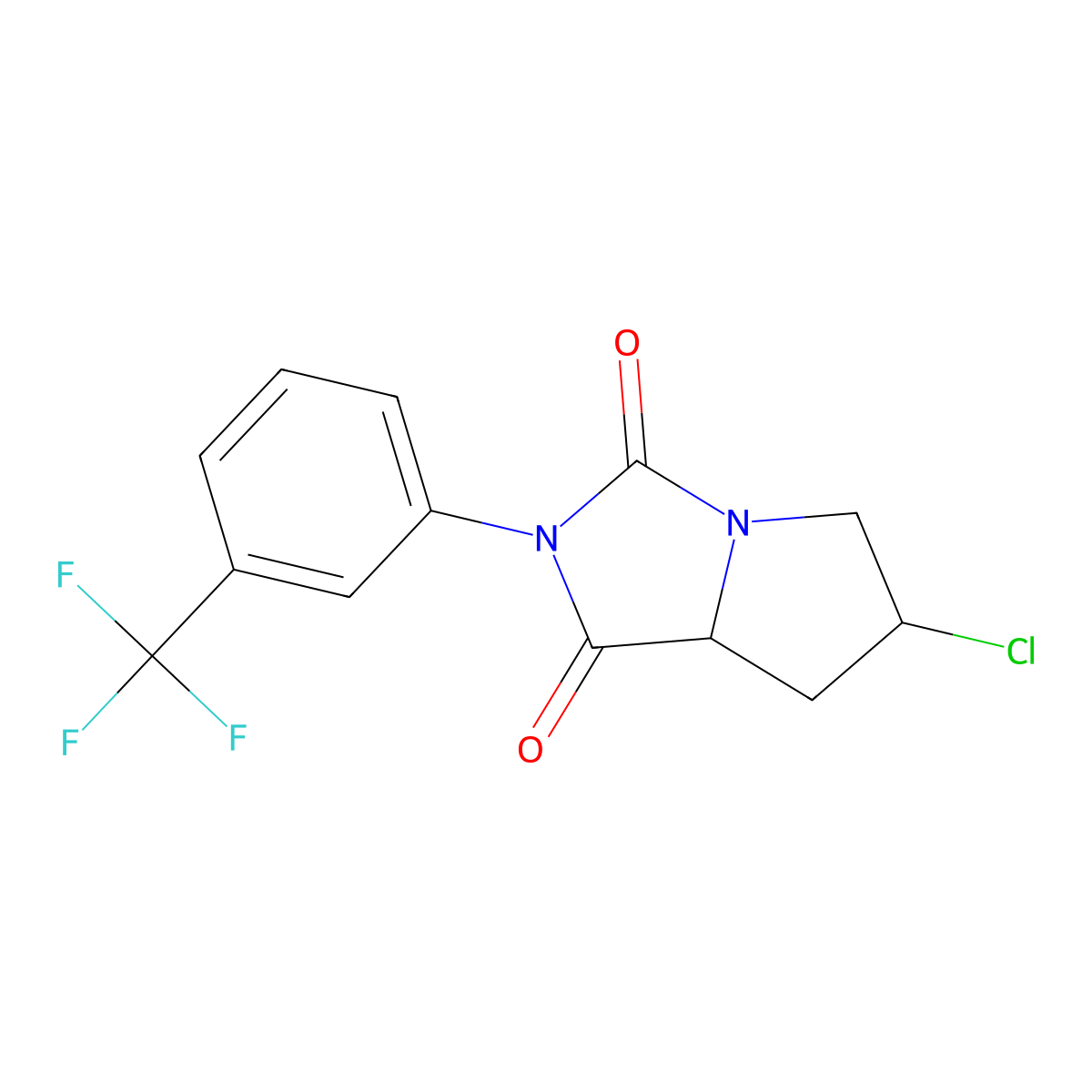 6-chloro-2-[3-(trifluoromethyl)phenyl]tetrahydro-1H-pyrrolo[1,2-c]imidazole-1,3(2H)-dione molecular structure, CAS 318959-11-4