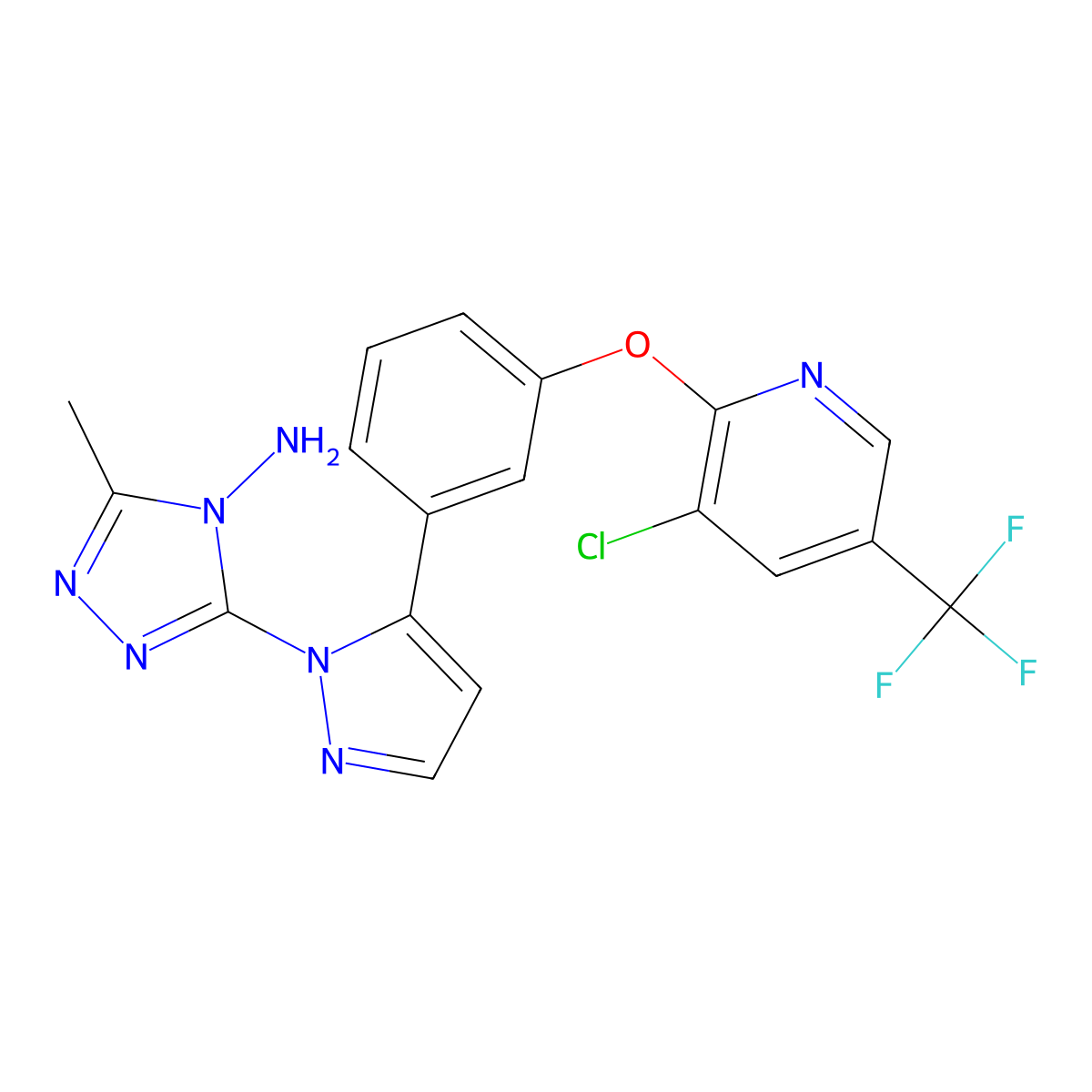 3-[5-(3-{[3-chloro-5-(trifluoromethyl)-2-pyridinyl]oxy}phenyl)-1H-pyrazol-1-yl]-5-methyl-4H-1,2,4-triazol-4-amine molecular structure, CAS 318959-14-7