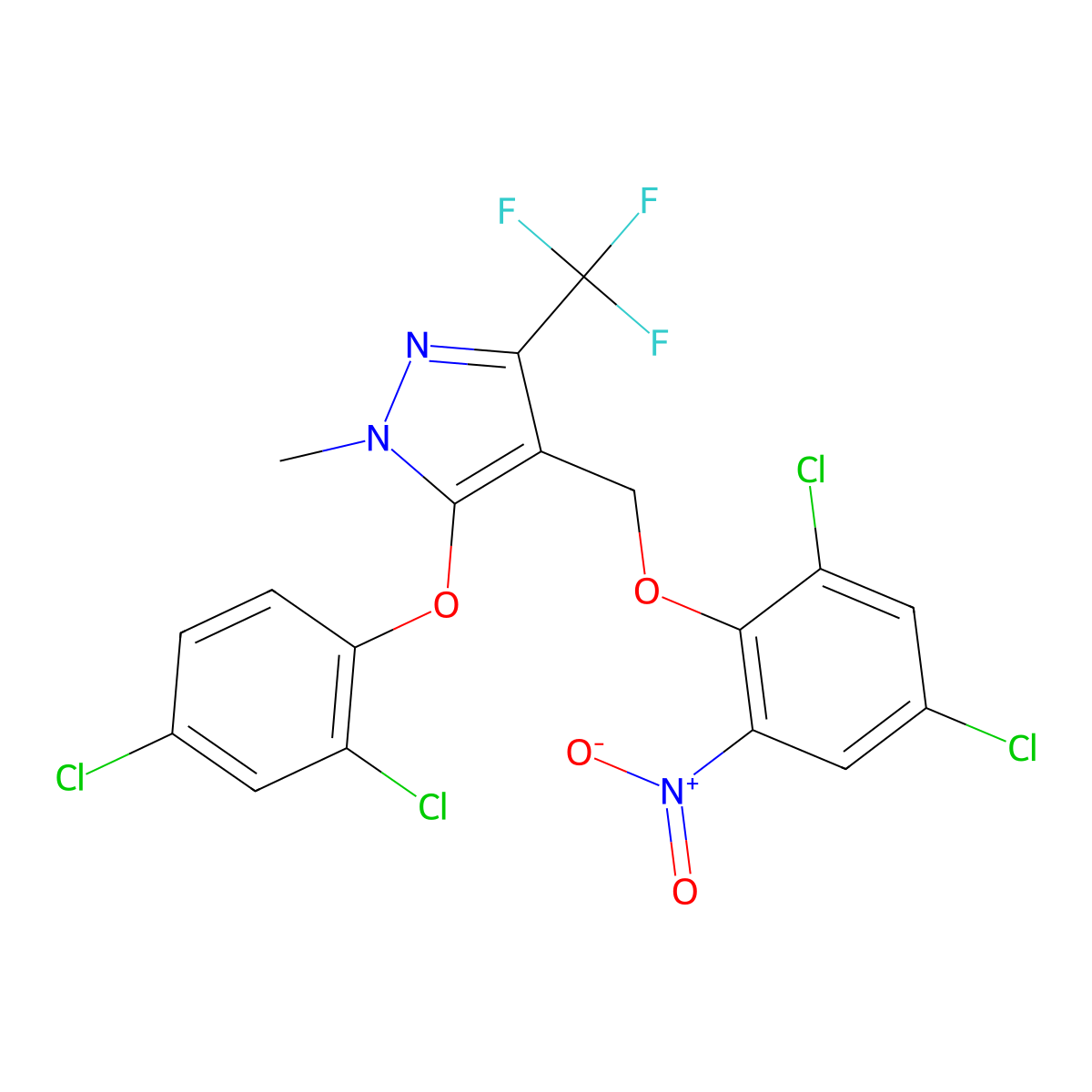 4-[(2,4-dichloro-6-nitrophenoxy)methyl]-5-(2,4-dichlorophenoxy)-1-methyl-3-(trifluoromethyl)-1H-pyrazole molecular structure, CAS 318959-26-1