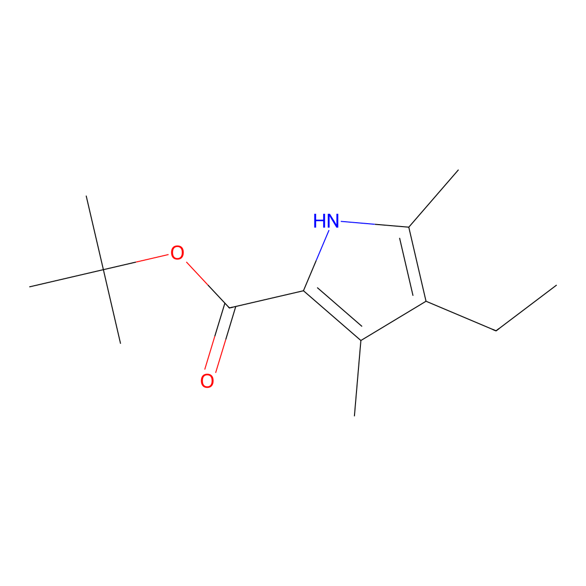 tert-butyl 4-ethyl-3,5-dimethyl-1H-pyrrole-2-carboxylate molecular structure, CAS 31896-92-1