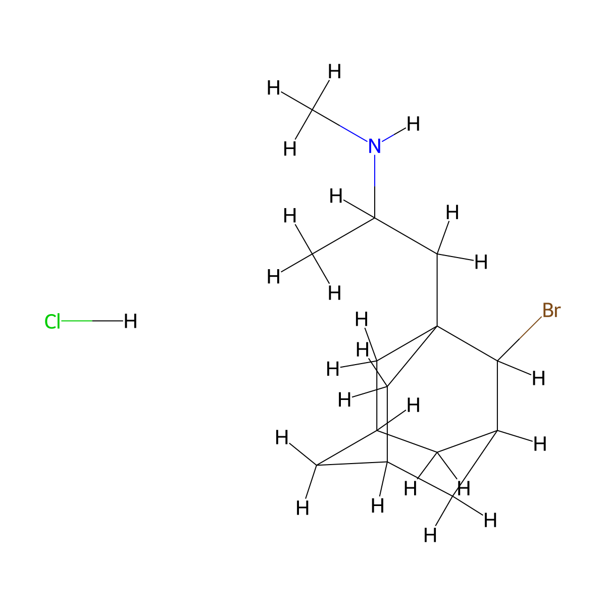 1-(2-Bromoadamantan-1-yl)-N-methylpropan-2-amine--hydrogen chloride (1/1) molecular structure, CAS 31897-92-4