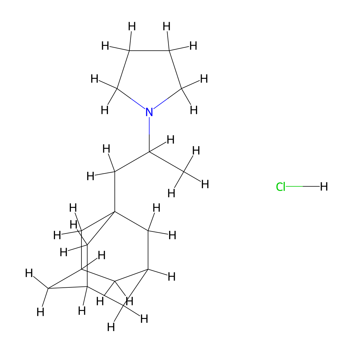 Adamantane, 1-(2-(1-pyrrolidinyl)propyl)-, hydrochloride molecular structure, CAS 31898-06-3