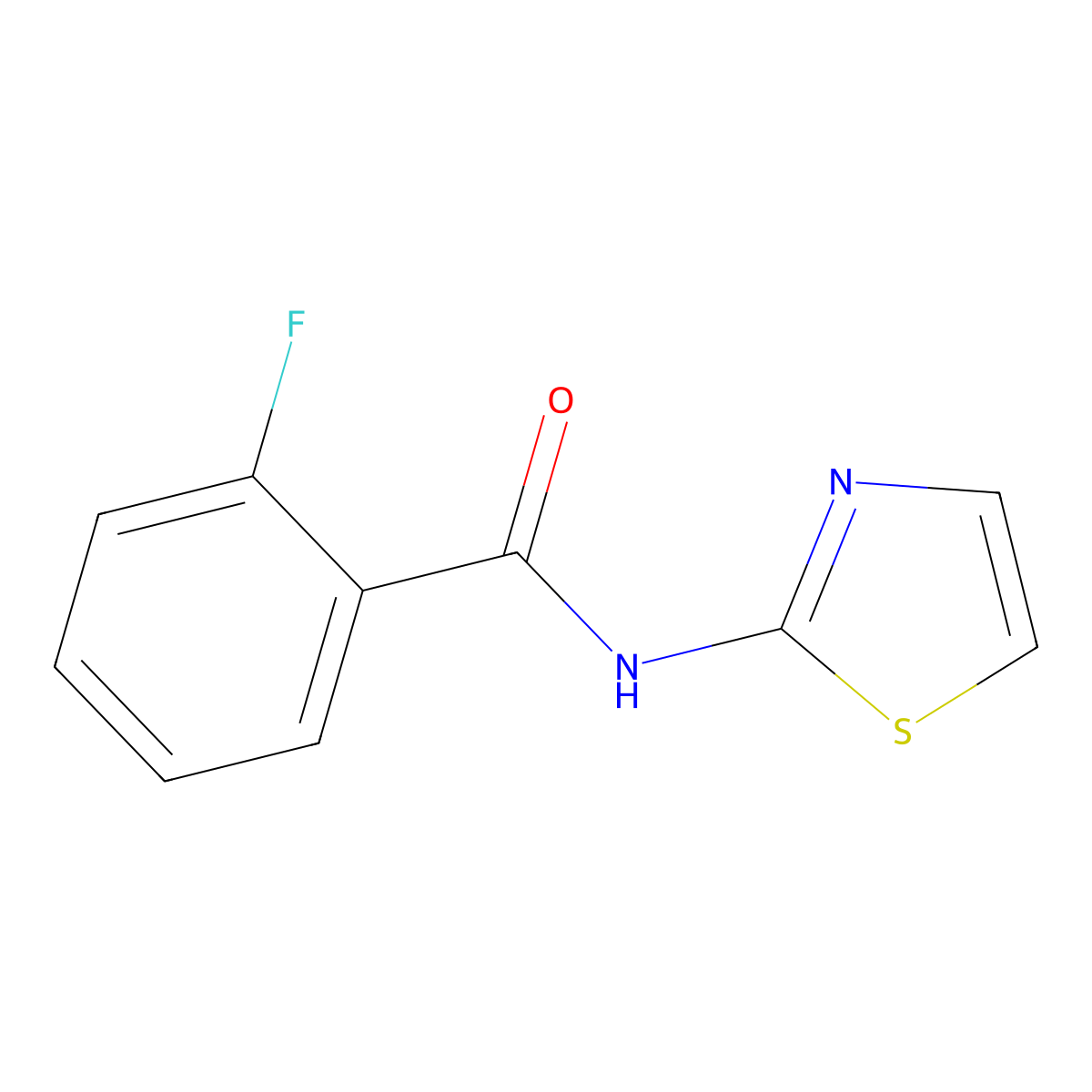 2-Fluoro-N-(1,3-thiazol-2-YL)benzamide molecular structure, CAS 319-38-0