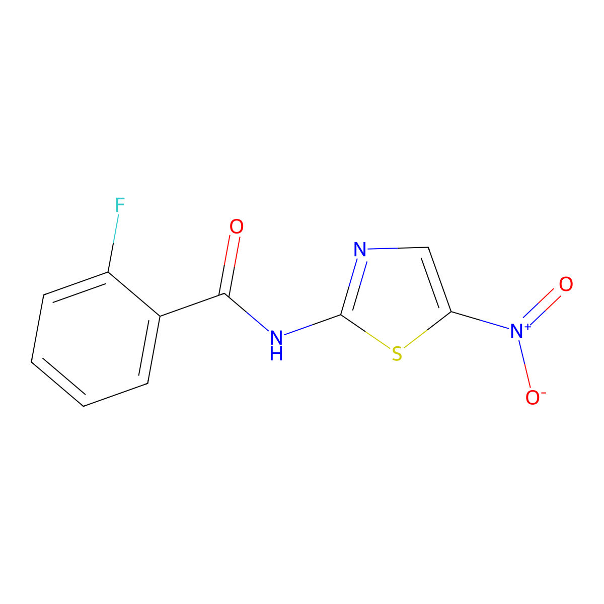 2-Fluoro-N-(5-nitro-2-thiazolyl)benzamide molecular structure, CAS 319-40-4