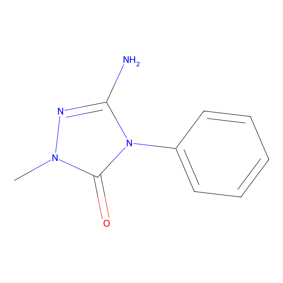 3-amino-1-methyl-4-phenyl-1H-1,2,4-triazol-5(4H)-one molecular structure, CAS 3190-32-7