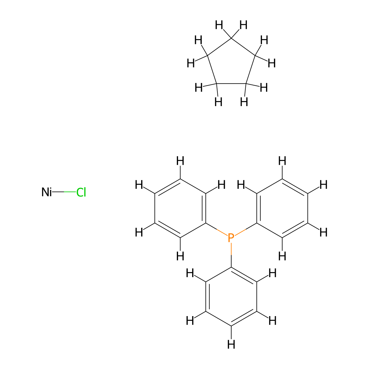 Chloro(cyclopentadienyl)(triphenylphosphine)nickel(II) molecular structure, CAS 31904-79-7