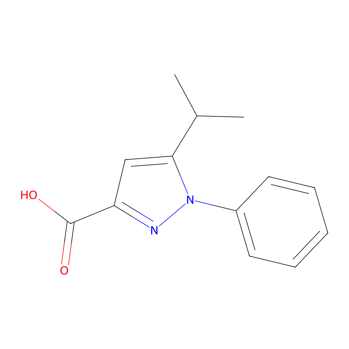1-Phenyl-5-(propan-2-yl)-1H-pyrazole-3-carboxylic acid molecular structure, CAS 3191-87-5