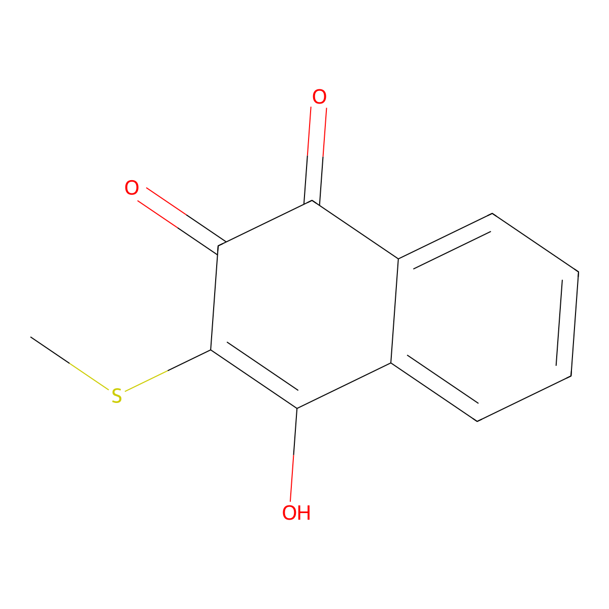4-Hydroxy-3-(methylsulfanyl)naphthalene-1,2-dione molecular structure, CAS 31914-17-7